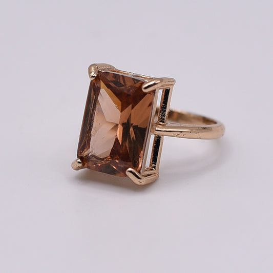 Rectangular Cut Crystal stone Ring