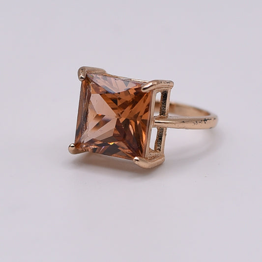 Square Crystal Cut Gemstone Ring