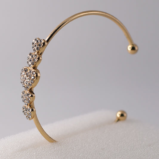 Diamond Engraved Heart Design cuff Bangle