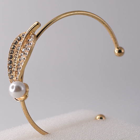 Pearl Leaf Cuff Bangle