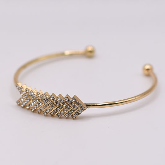 Arrow Diamond Engraved Cuff Bangle