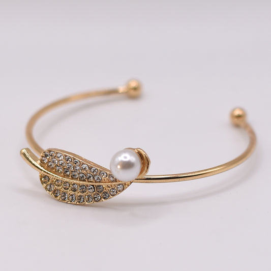 Pearl Leaf Cuff Bangle