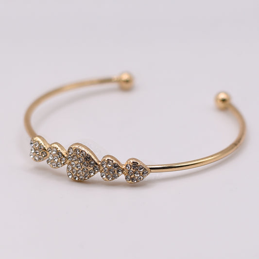 Diamond Engraved Heart Design cuff Bangle