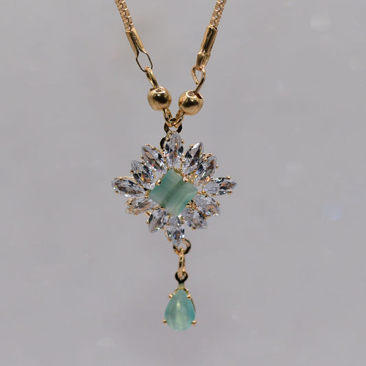 Natural Gemstone Vermeil Art Deco Pendant