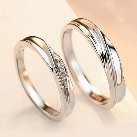 Adjustable Silver Couple Ring