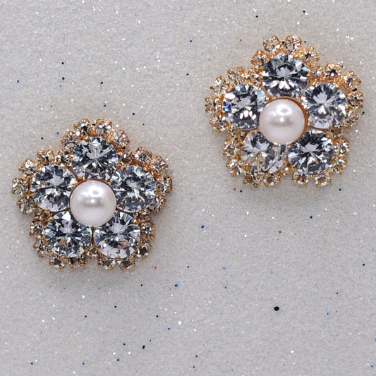 Pearl Flower Diamond Earrings