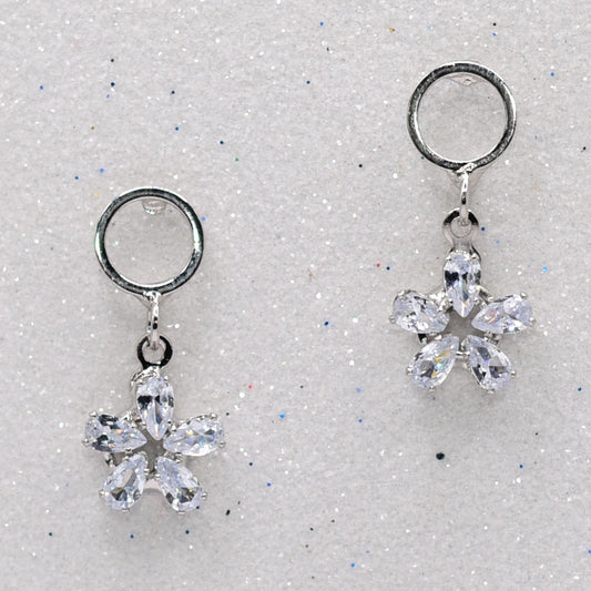 Silver & Gold Diamond Flower Earring