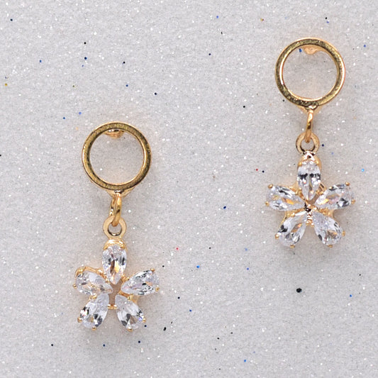 Silver & Gold Diamond Flower Earring