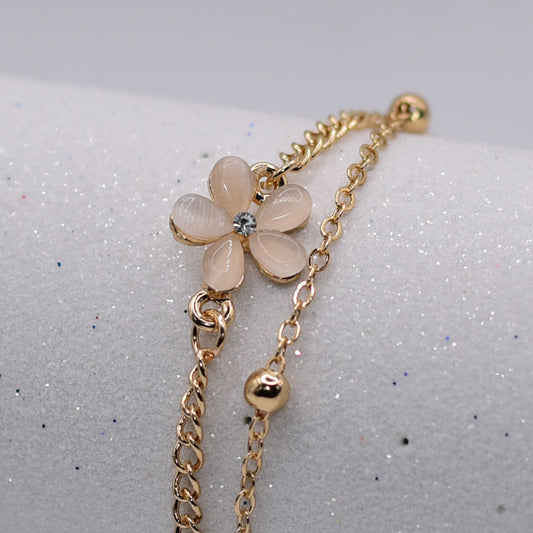 Flower Double Chain Adjustable Bracelet