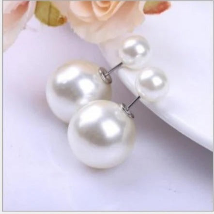 Double Big Small Imitation Pearl Stud Earrings