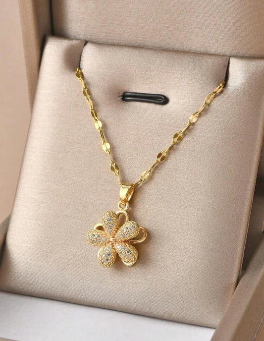 Swing Flower Rose Gold Pendant Necklace