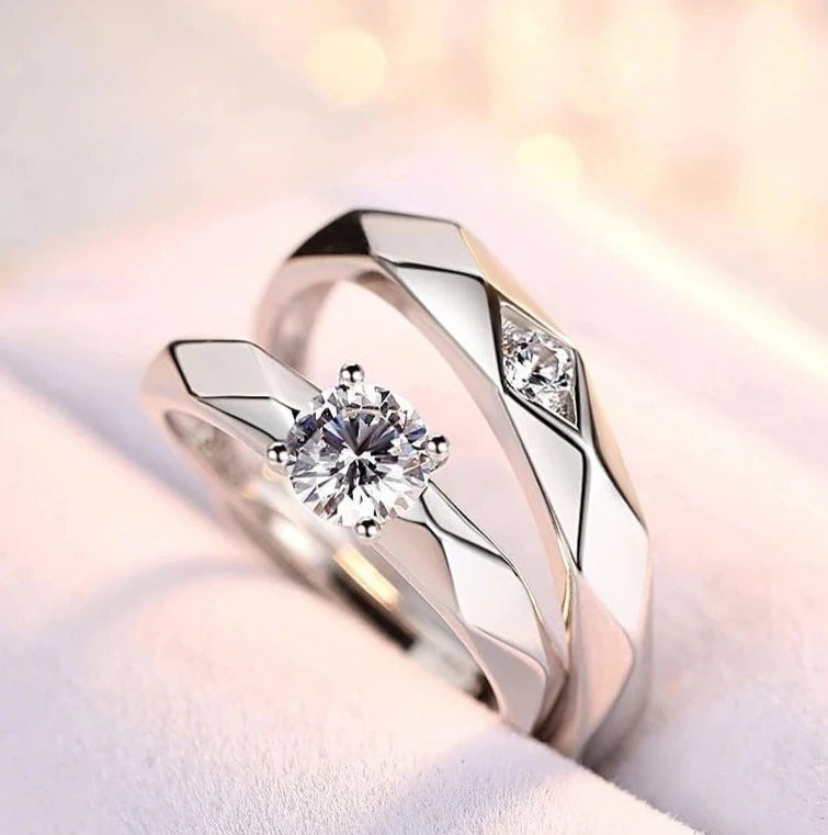 Silver Color Wedding Couple Adjustable Rings7