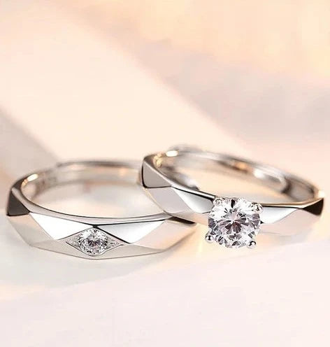 Silver Color Wedding Couple Adjustable Rings6