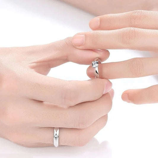 Silver Color Wedding Couple Adjustable Rings2