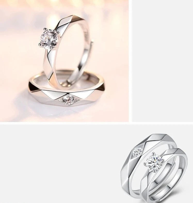 Silver Color Wedding Couple Adjustable Rings4