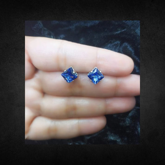 Sapphire Square Birthstone Stud Earrings