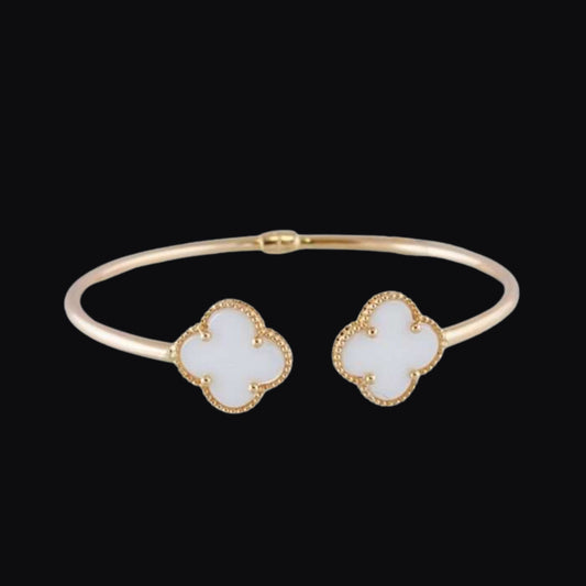 Plum Blossom Gold Plated Stainless Steel Open Bracelet