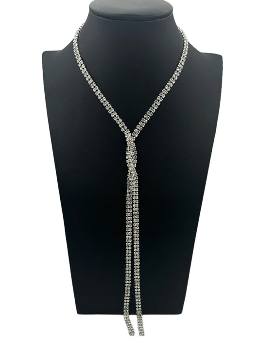 Rhinestones Crystal Tassel Necklaces Jewelry Set