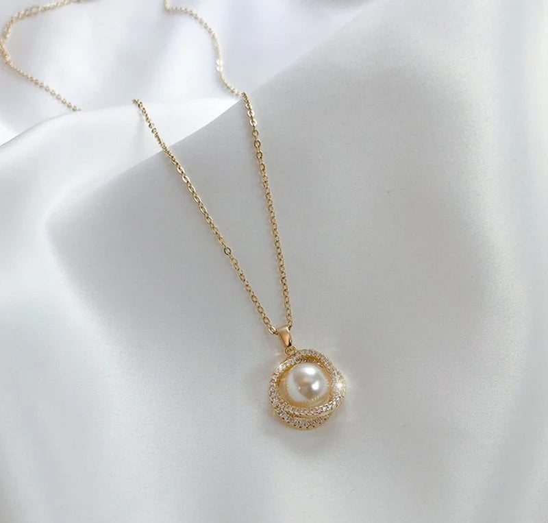 Twisted Rope Chain Freshwater Pearl Pendant4