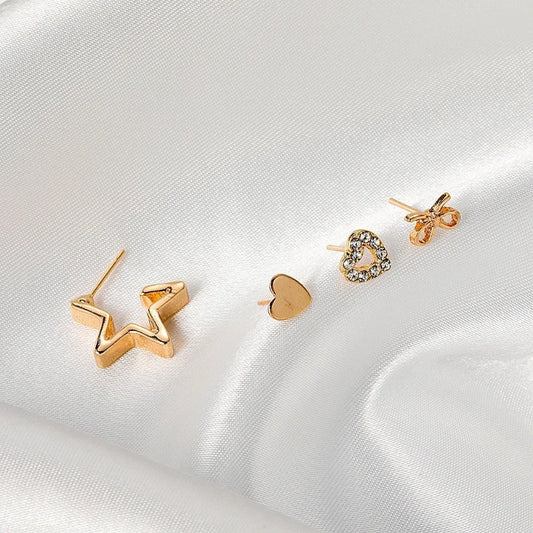 Heart Star Stud Earrings set