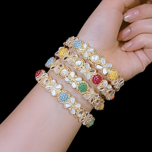 Imperial Floral Kundan Bangles- set of 4