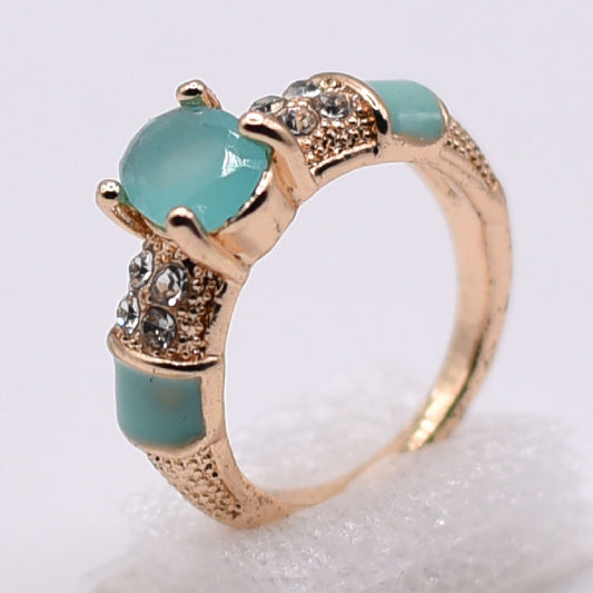 Oval Crystal Gemstone Rings Gold Plated